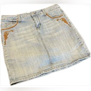 L.A. Blues SKORT Embroidered | Blinged Stretch Denim Y2K Mini Skirt Size 10